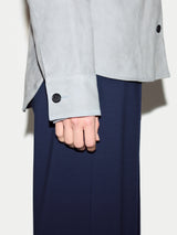 Suede Button Up Shacket | Light Blue