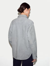 Suede Button Up Shacket | Light Blue