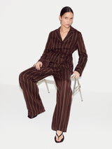 Relaxed Pinstripe Shirt Jacket | Brown