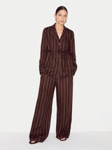 Relaxed Pinstripe Shirt Jacket | Brown