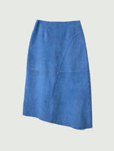 Suede Midi Asymmetric Skirt | Blue