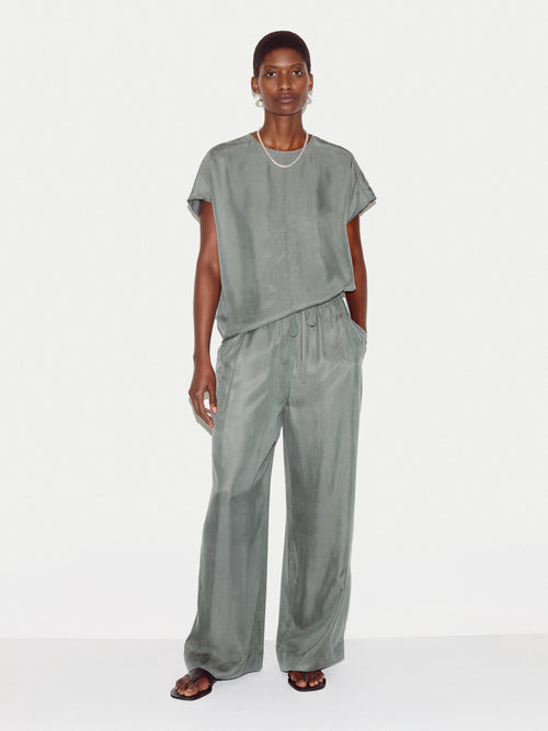 Cupro Relaxed Fit Trouser | Khaki