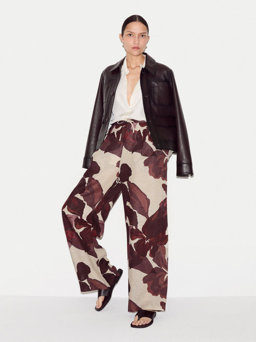 Iris Leaf Linen Trouser | Burgundy