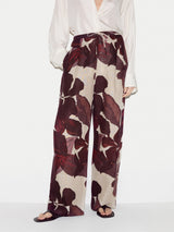 Iris Leaf Linen Trouser | Burgundy