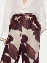 Iris Leaf Linen Trouser | Burgundy