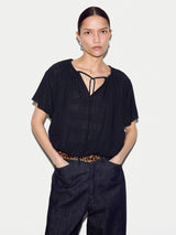 Drawstring Detailed Top | Navy