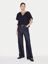 Drawstring Detailed Top | Navy