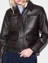 Nappa Leather Cropped Jacket | Dark Brown
