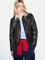 Nappa Leather Cropped Jacket | Dark Brown