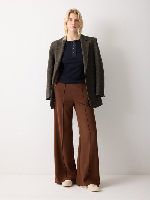 Modern Crepe Wide Leg Trouser | Brown