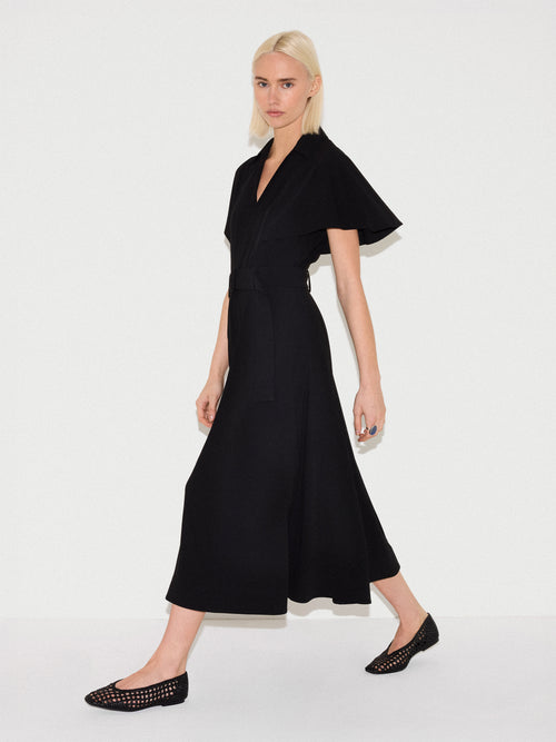Cape Sleeve Belted Shirt Dress | Black  Jigsaw