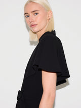 Cape Sleeve Belted Shirt Dress | Black