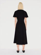 Cape Sleeve Belted Shirt Dress | Black
