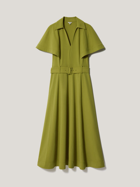 Cape Sleeve Belted Shirt Dress | Green Jigsaw Cape Sleeve Belted Shirt Dress | Green Jigsaw