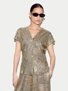 Shimmer Jersey Top | Gold