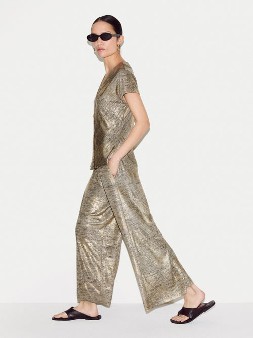 Shimmer Jersey Palazzo | Gold