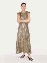 Shimmer Curved Seam Dress | Gold