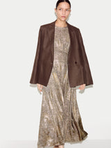 Shimmer Curved Seam Dress | Gold