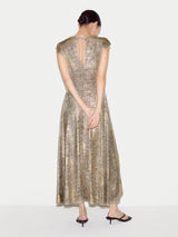 Shimmer Curved Seam Dress | Gold