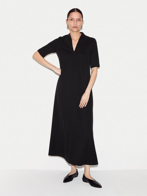 Modal Cupro Trapeze Maxi Dress | Black