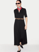 Modal Cupro Trapeze Maxi Dress | Black