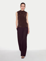 Silk Front Knit Tank | Brown