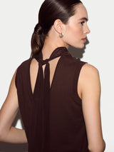 Silk Front Knit Tank | Brown