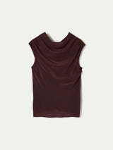Silk Front Knit Tank | Brown