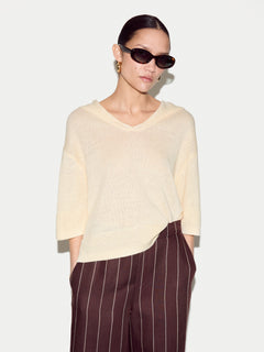 Linen Sailor Collar Jumper | Cream