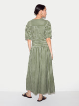 Short Sleeve Slub Stripe Jersey Dress | Green