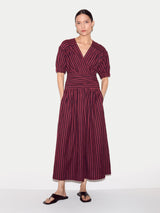 Short Sleeve Slub Stripe Jersey Dress | Eggplant