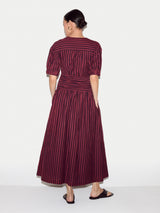 Short Sleeve Slub Stripe Jersey Dress | Eggplant