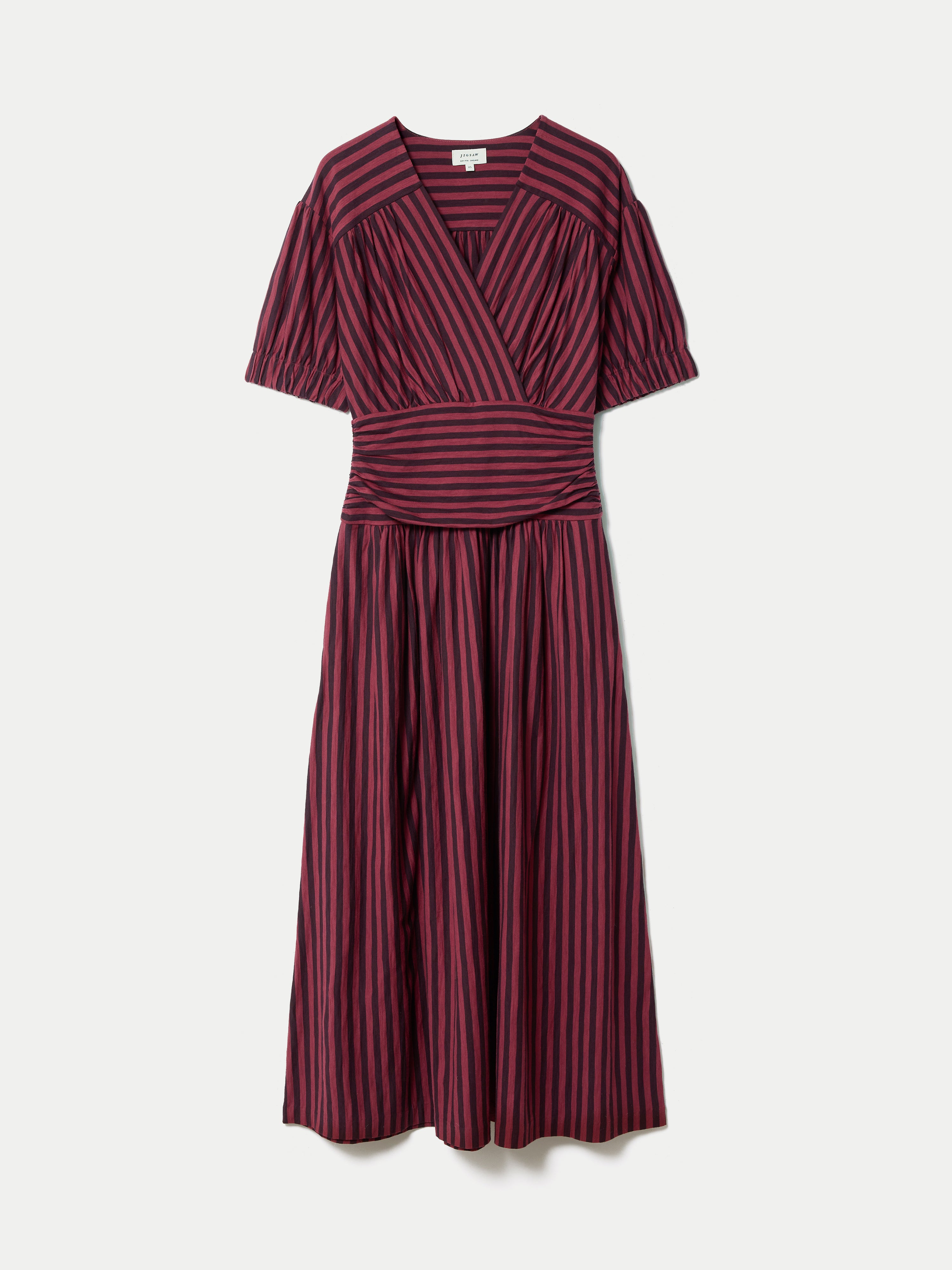 Short Sleeve Slub Stripe Jersey Dress | Eggplant – Jigsaw