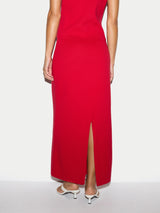 Cotton Button Knitted Skirt | Red