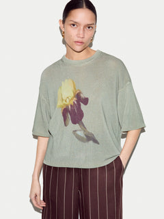 Painted Iris Print Jumper | Green