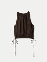 Linen Scooped Tank Top | Brown