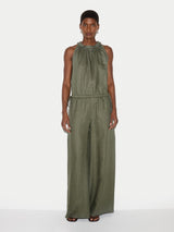 Linen Scooped Tank Top | Khaki
