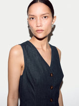 Chambray Waistcoat Dress | Blue