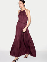 Recycled Satin Halter Dress | Burgundy