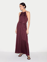 Recycled Satin Halter Dress | Burgundy