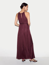 Recycled Satin Halter Dress | Burgundy