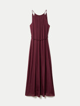 Recycled Satin Halter Dress | Burgundy