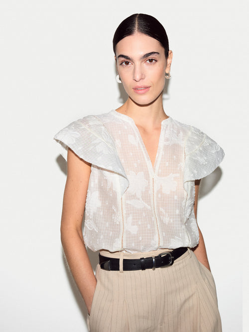 Floral Jacquard Top | White