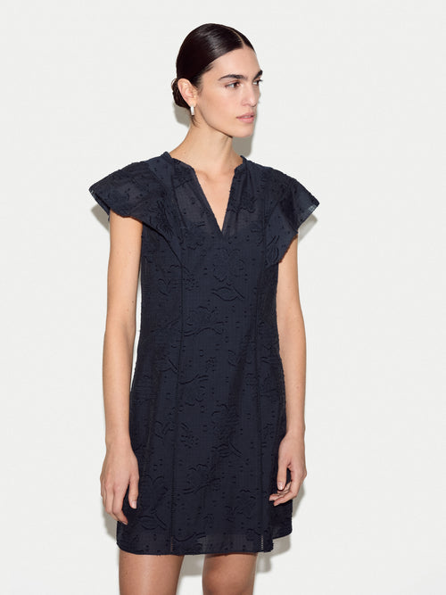 Floral Jacquard Mini Dress | Navy
