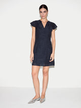 Floral Jacquard Mini Dress | Navy
