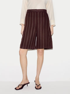 Pinstripe Bermuda Short | Brown
