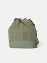 Leather Drawstring Bucket Bag | Blue
