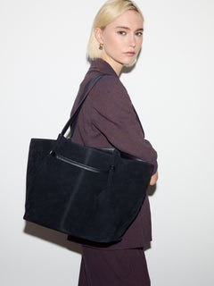 Shopper Suede Tote Bag | Navy