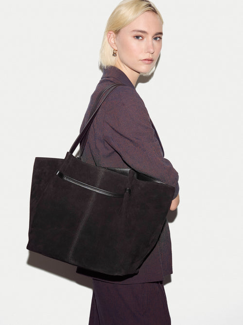 Shopper Suede Tote Bag | Chocolate