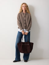 Shopper Suede Tote Bag | Oxblood